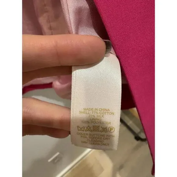 Kate Spade Hot Pink Cotton and Silk Bow Coat Size Small - Picture 5 of 7